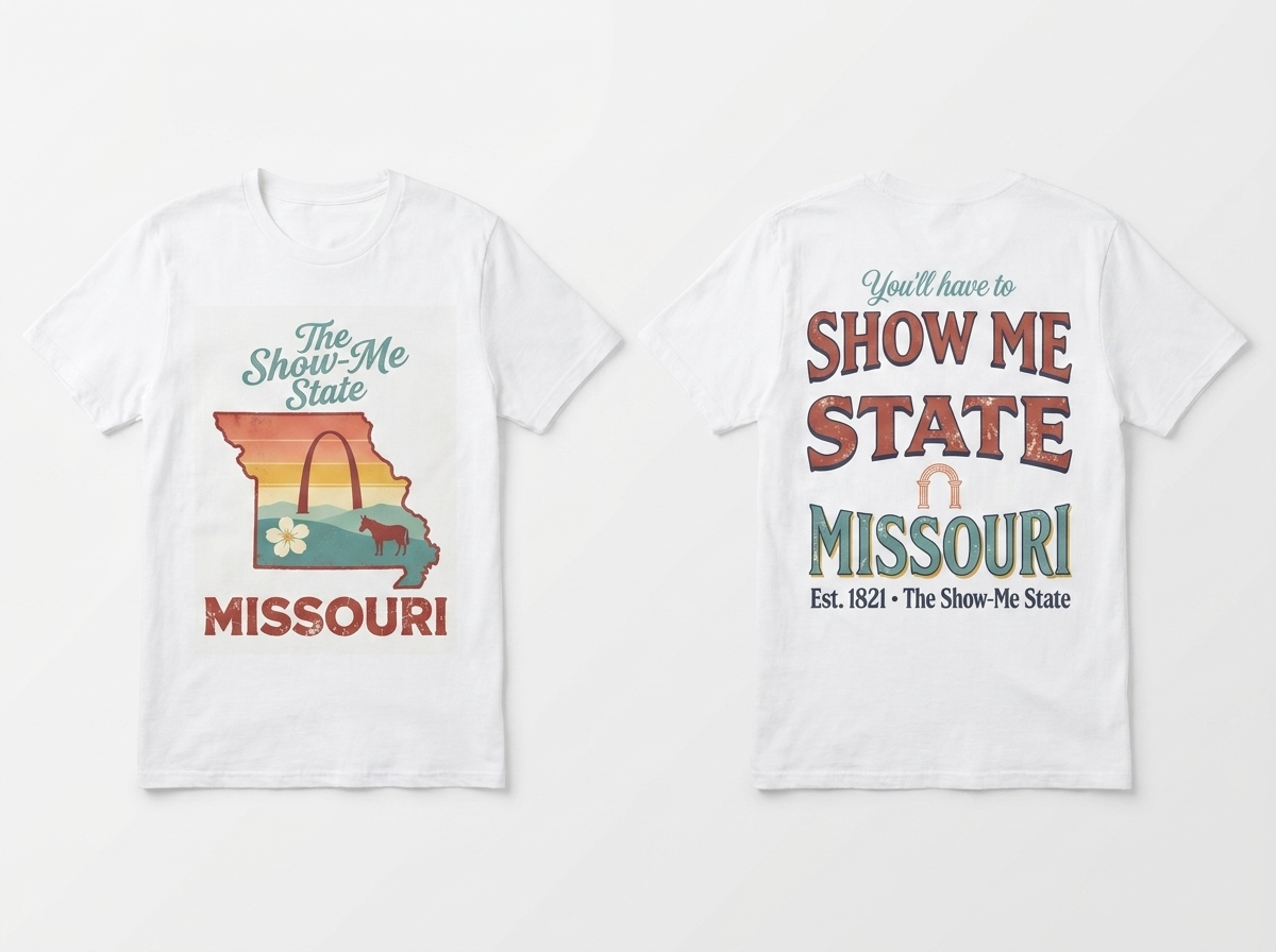 Missouri tee - front and back flat lay mockup