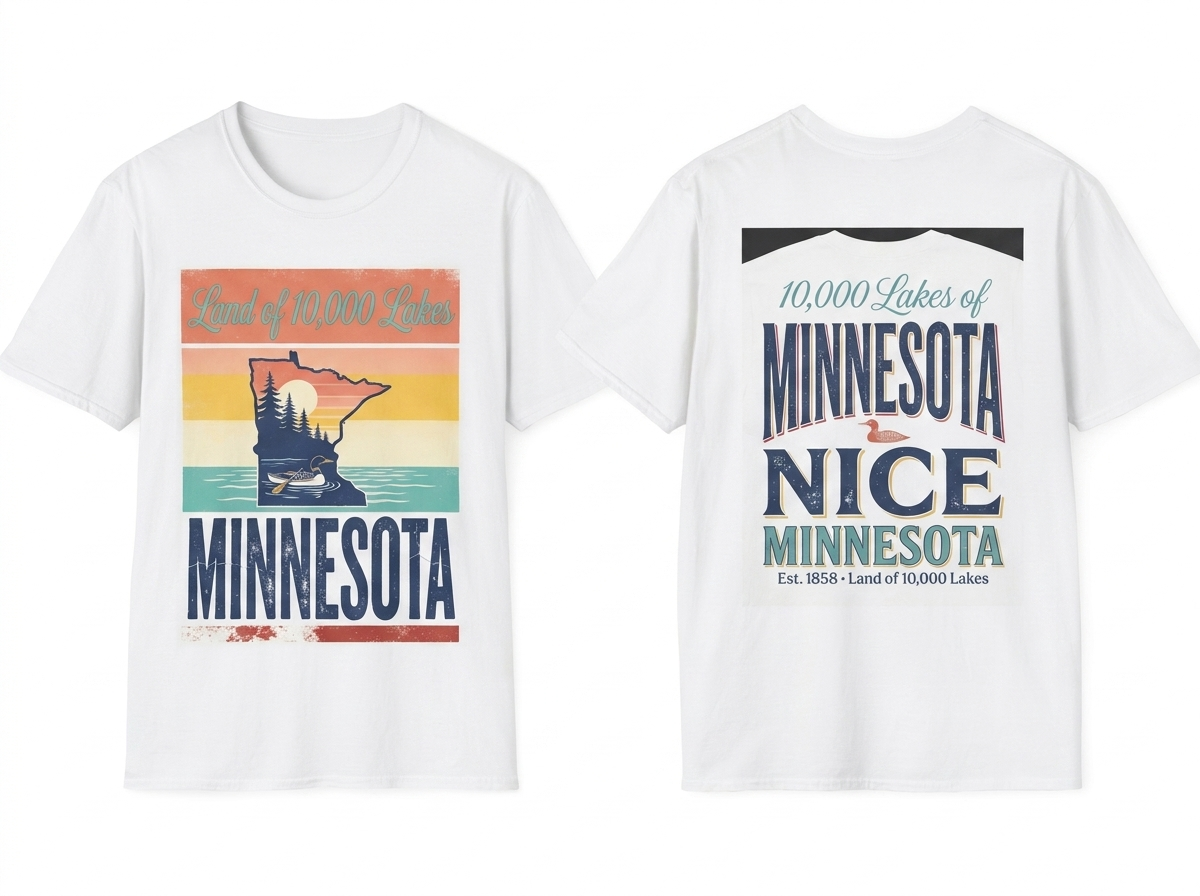 Minnesota tee - front and back flat lay mockup