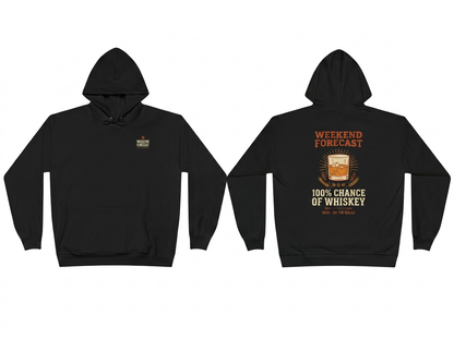 Whiskey black hoodie - front and back flat lay