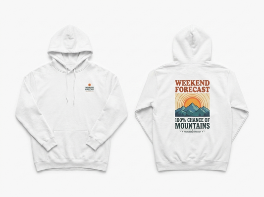 Mountains hoodie - front and back flat lay