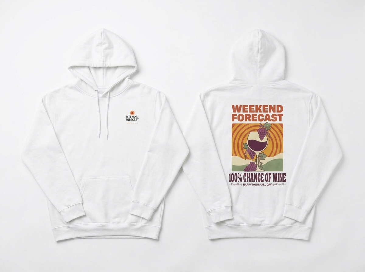 Wine hoodie - front and back flat lay