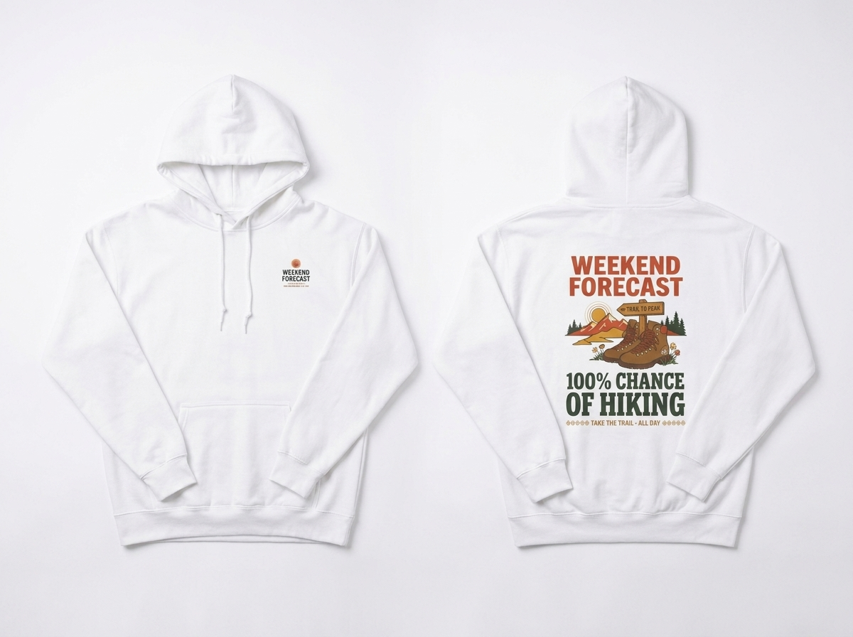 Hiking hoodie - front and back flat lay