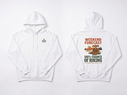 Hiking hoodie - front and back flat lay