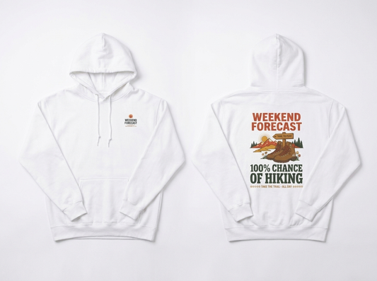 Hiking hoodie - front and back flat lay